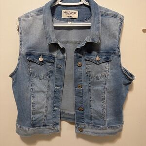 Wallflower Light Blue Denim Vest with Classic Collar